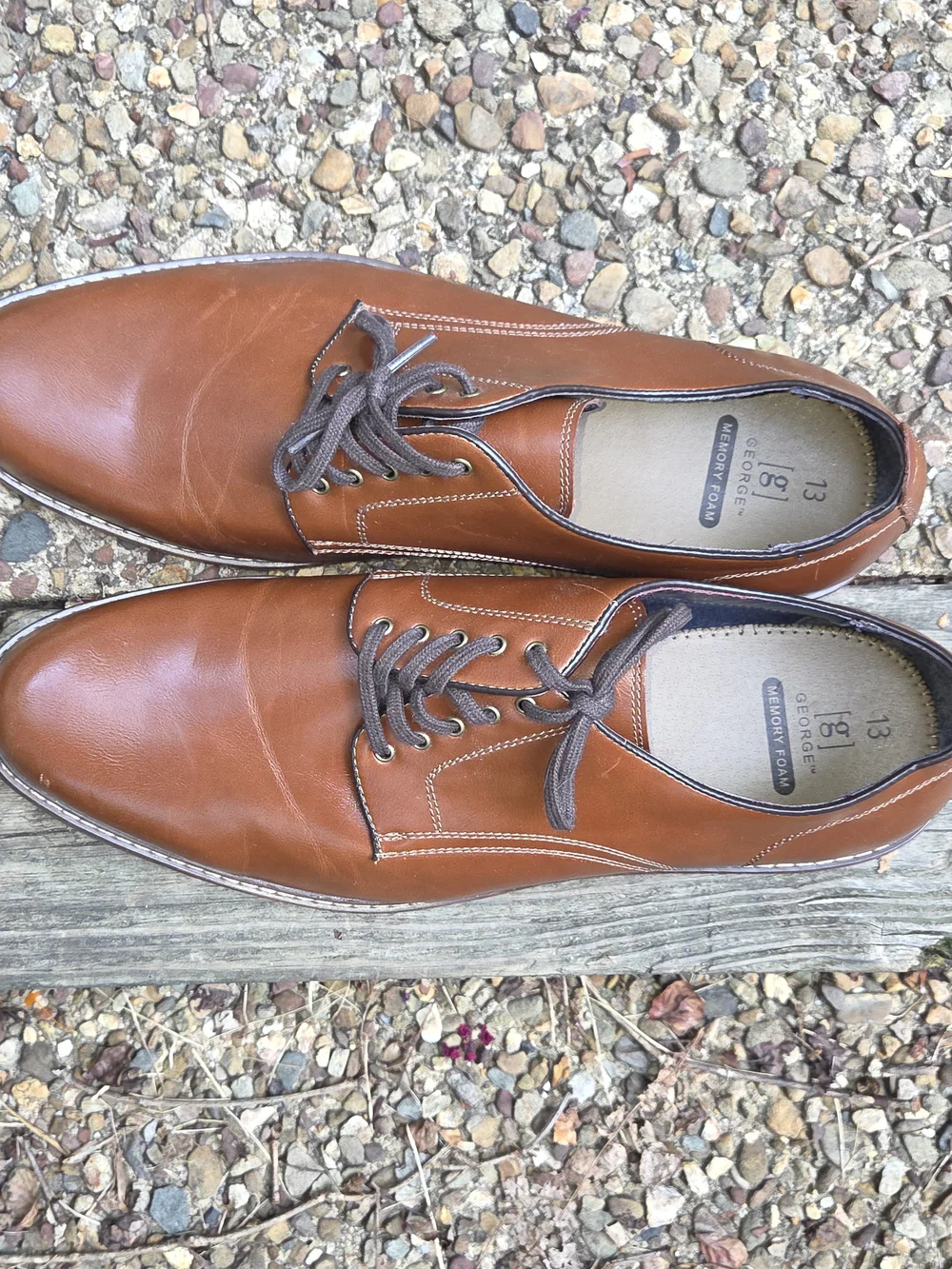 George Tan  Man Made Leather Derby Shoes with Dark Brown Laces